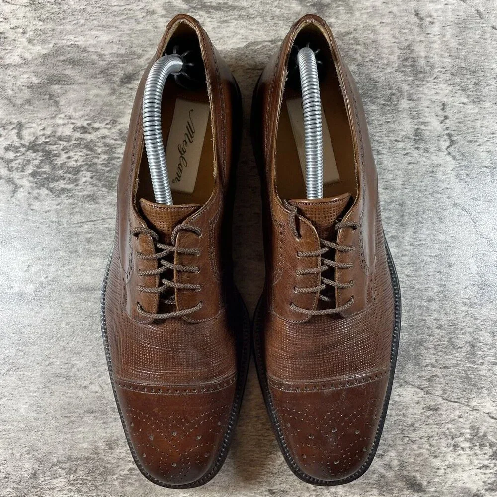 Mezlan Vicente Cap-Toe Brogue Oxford Brown Leather Men's Shoes Size 9.5 EUC - Picture 7 of 9